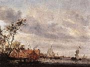 Salomon van Ruysdael River Scene with Farmstead oil painting picture wholesale